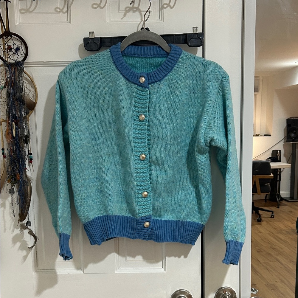 Source Unknown Teal Button-Up Cardigan - image 1